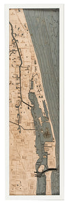 Juno Beach 3-D Nautical Wood Chart, Narrow, 13.5" x 43"
