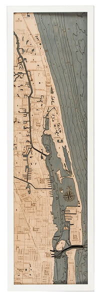 Juno Beach 3-D Nautical Wood Chart, Narrow, 13.5" x 43"