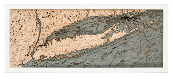 Long Island Sound, 3-D Nautical Wood Chart, Medium, 13.5" x 31"