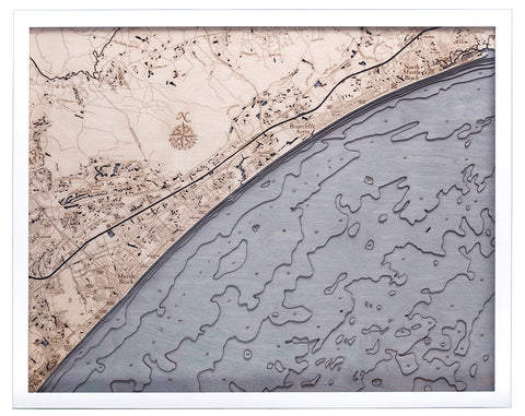 Myrtle to North Myrtle Beach 3-D Nautical Wood Chart, Large, 24.5" x 31"