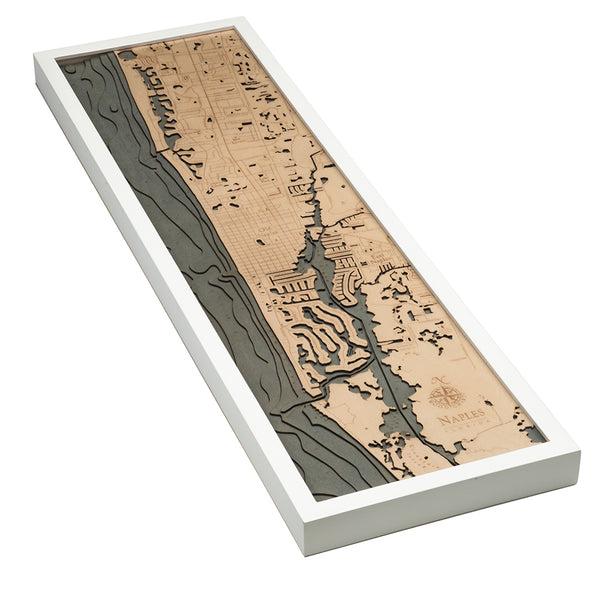 Naples, Florida 3-D Nautical Wood Chart, Narrow, 13.5" x 43"