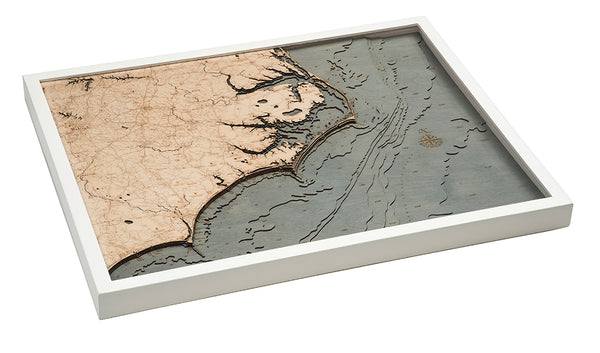 North Carolina Coast 3-D Nautical Wood Chart, Large, 24.5" x 31"