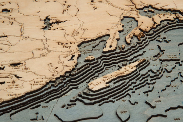 Lake Superior 3-D Nautical Wood Chart, Large, 24.5" x 31"