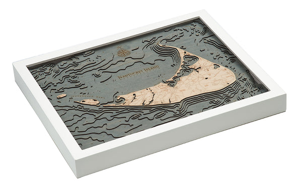 Nantucket, Massachusetts 3-D Nautical Wood Chart, Small, 16" x 20"