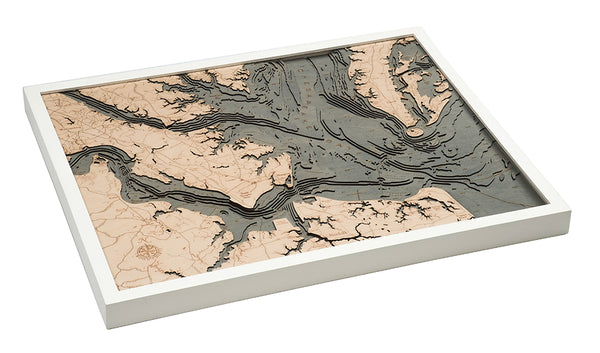 Norfolk, Virginia 3-D Nautical Wood Chart, Large, 24.5" x 31"