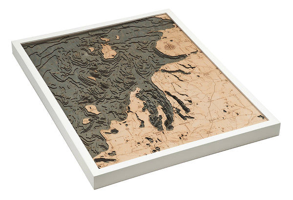 Northwest Lower Michigan 3-D Nautical Wood Chart, Large, 24.5" x 31"