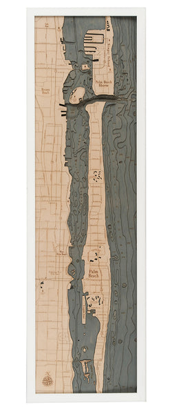 Palm Beach, Florida 3-D Nautical WoodChart, Narrow, 13.5" x 43"