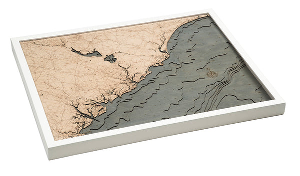 South Carolina Coast 3-D Nautical Wood Chart, Large, 24.5" x 31"