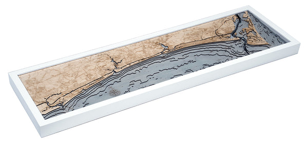 Sunset Harbor to Wilmington 3-D Nautical Wood Chart, Narrow, 13.5" x 43"
