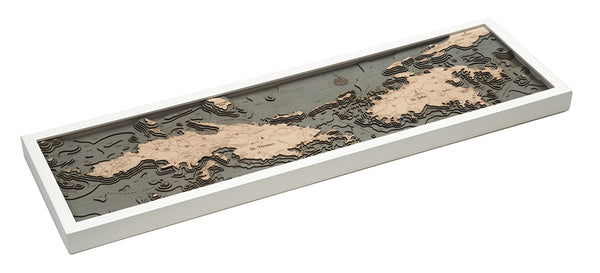 St. Thomas / St. John, U.S. Virgin Islands 3-D Nautical Wood Chart, Narrow, 13.5" x 43'