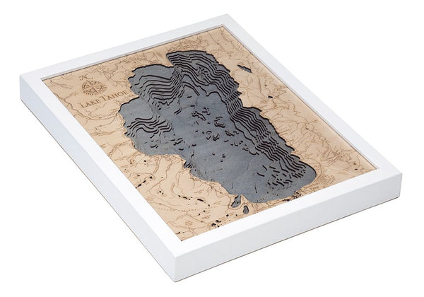 Lake Tahoe 3-D Nautical Wood Chart, Small, 16" x 20"