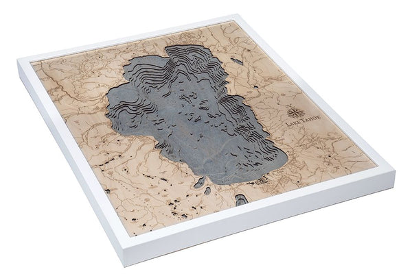 Lake Tahoe 3-D Nautical Wood Chart, Large, 24.5" x 31"
