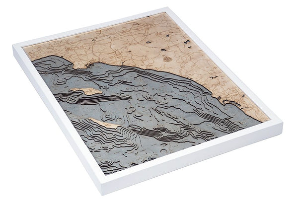Los Angeles to San Diego, California 3-D Nautical Wood Chart, Large, 24.5" x 31"