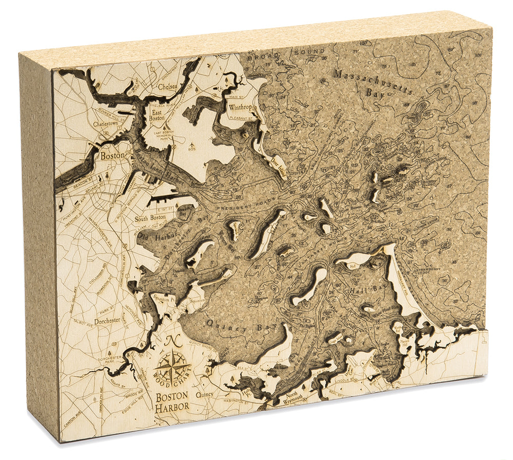 Boston Harbor Cork Map on white background