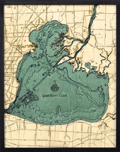 Lake St. Clair, Michigan 3-D Nautical Wood Chart, Large, 24.5" x 31"