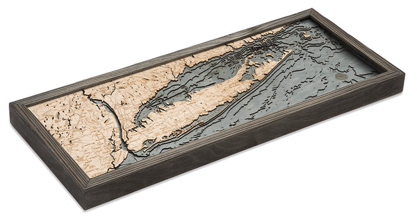 Long Island Sound, 3-D Nautical Wood Chart, Medium, 13.5" x 31"