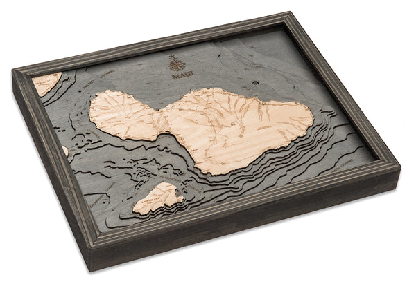 Wood Map of Maui Hawaii in 16x20 inch