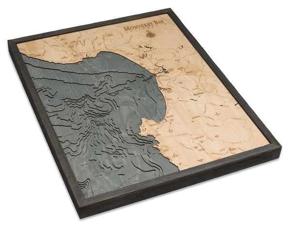 Wood Map of Monterey Bay in California