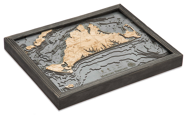 Martha's Vineyard, Massachusetts 3-D Nautical Wood Chart, Small, 16" x 20"