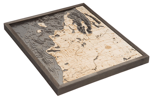 Side View of 3-D Nautical Wood Chart of Michigan Route M22