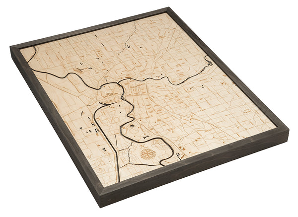 Laser Cut Map of Sacramento, California 3-D Nautical Wood Chart