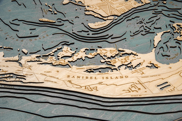 Topography Details on Sanibel Island, Florida 3-D Map