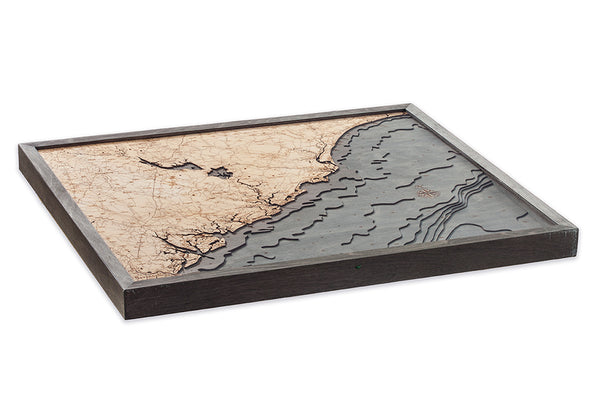 South Carolina Coast 3-D Nautical Wood Chart, Large, 24.5" x 31"