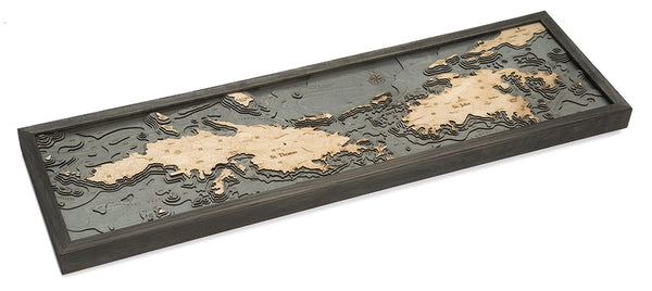 St. Thomas / St. John, U.S. Virgin Islands Map 3-D Nautical Wood Chart