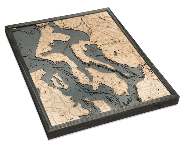 Whidbey and Camano Islands Map 3-D Nautical Wood Chart