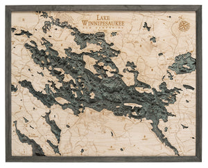 Lake Winnipesaukee, New Hampshire 3-D Nautical Wood Chart, Large, 24.5" x 31"