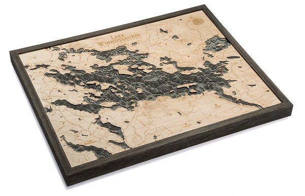 Lake Winnipesaukee, New Hampshire 3-D Nautical Wood Chart, Large, 24.5" x 31"