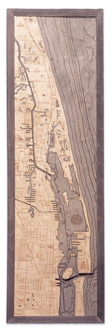Juno Beach 3-D Nautical Wood Chart, Narrow, 13.5" x 43"