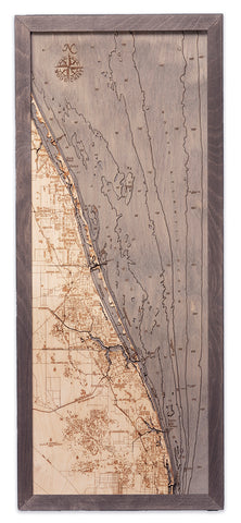 Treasure Coast 3-D Nautical Wood Chart, Medium, 13.5" x 31"