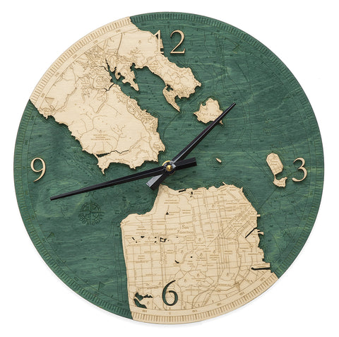 Map of San Francisco Golden Gate Wood Clock