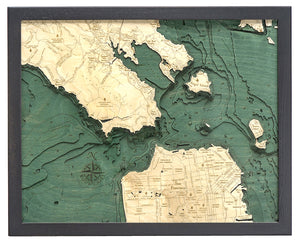 Map of Golden Gate/San Francisco, California 3-D Nautical Wood Chart