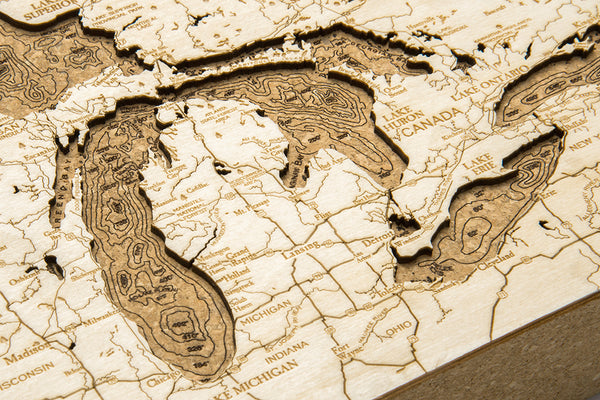 Great Lakes cork map up close