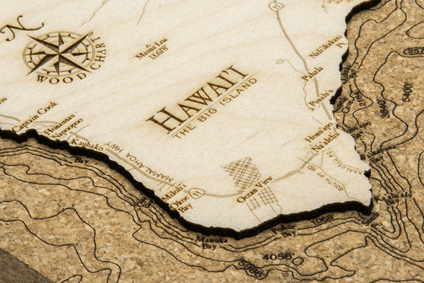 Hawaii, The Big Island, cork map up close