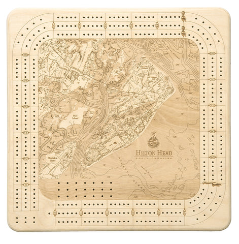 Hilton Head cribbage board on white background