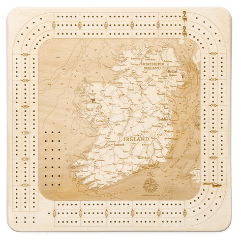 Ireland cribbage board on white background