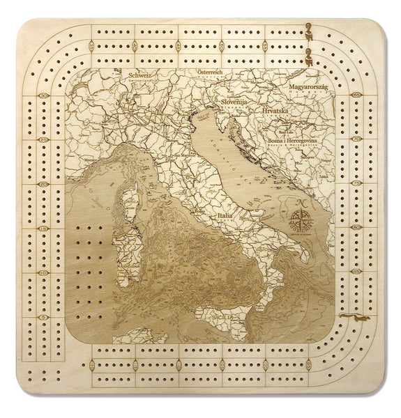 Italy cribbage board on white background