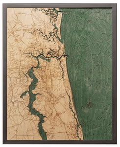 Jacksonville, Florida 3-D Nautical Wood Chart, Large, 24.5" x 31"