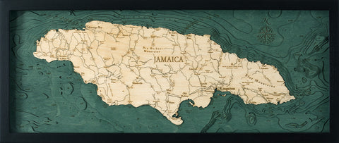 Jamaica Wood Chart in solid frame