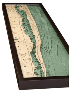 Laser-cut Jupiter Island, Florida Wood Chart in solid frame