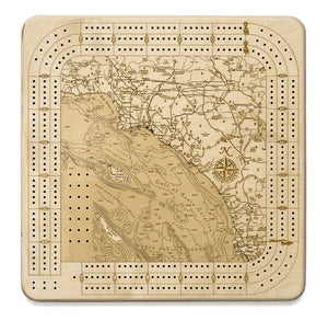 Los Angeles to San Diego, California Cribbage Board