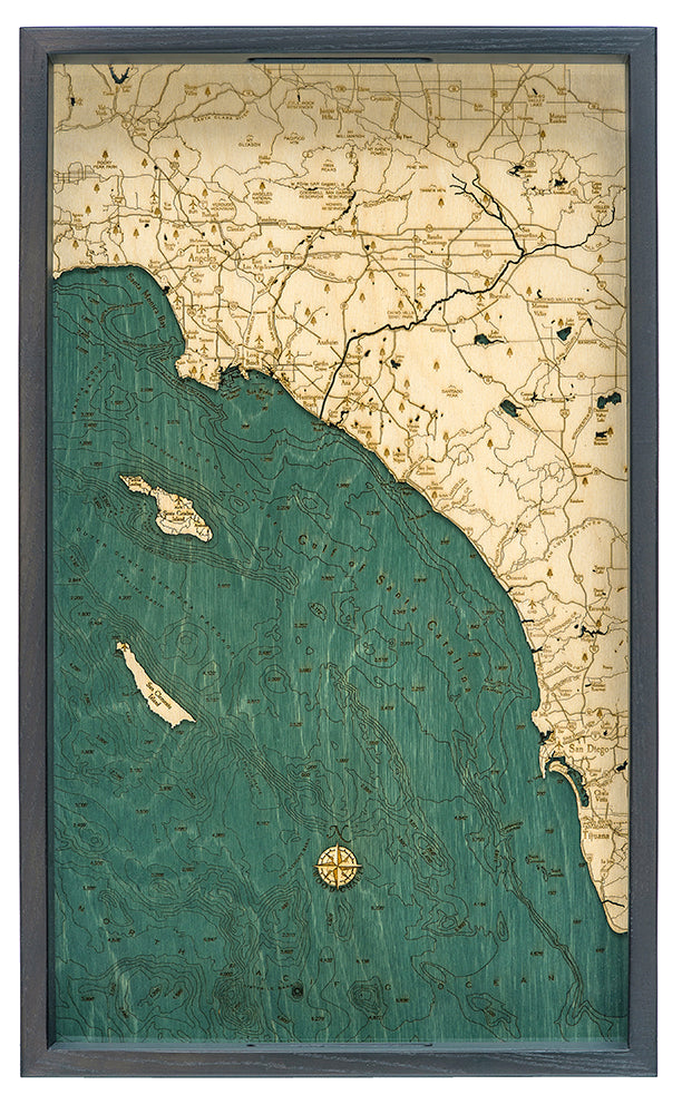 Los Angeles to San Diego, California Serving Tray 20" X 13"
