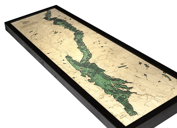 Lake George, New York 3-D Nautical Wood Chart, Narrow, 13.5" x 43"