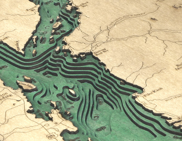 Lake George, New York 3-D Nautical Wood Chart, Narrow, 13.5" x 43"