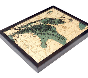 Lake Huron 3-D Nautical Wood Chart, Small, 16" x 20"