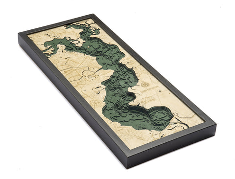 Lake Houston, Texas 3-D Nautical Wood Chart, Medium, 13.5" x 31"