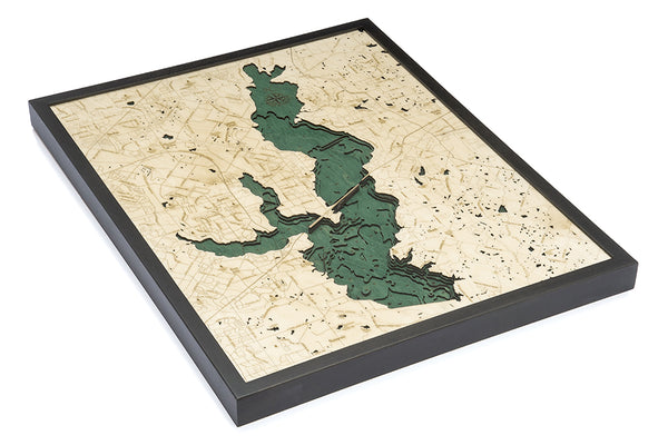 Lake Ray Hubbard, Texas 3-D Nautical Wood Chart, Large, 24.5" x 31"